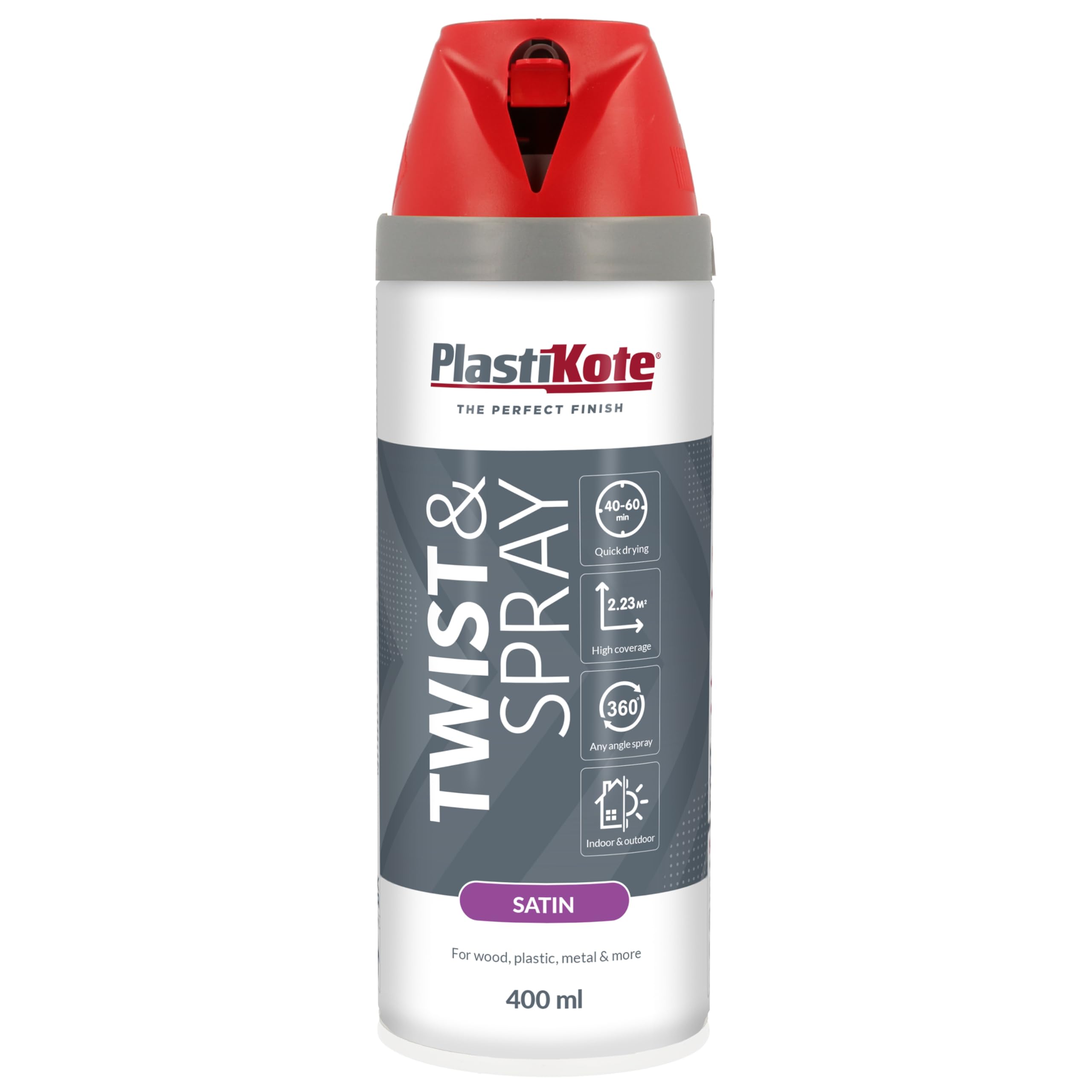PlastiKote Twist & Spray Satin Real Red 400ml PKT22106