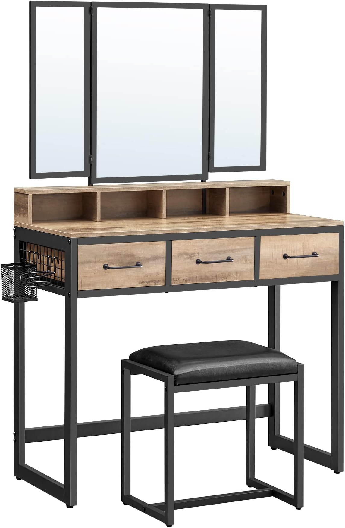 VASAGLE Coiffeuse Avec Miroir Et Tabouret, Table De