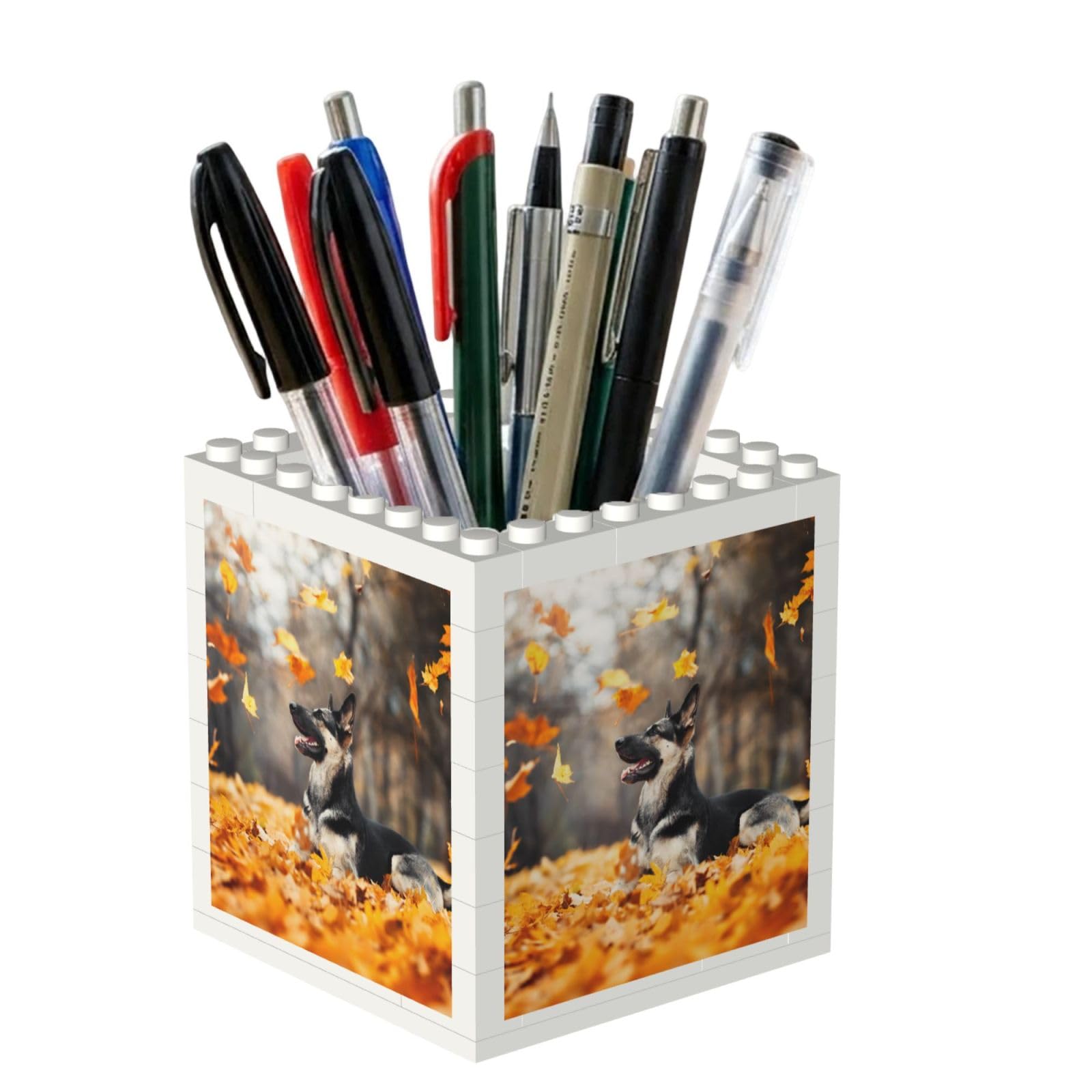 Poadnly German Shepherd And Falling Leaves, Pen Pot Pencil Holder for Office Home School, Compact Desk Organiser for Office Stationery