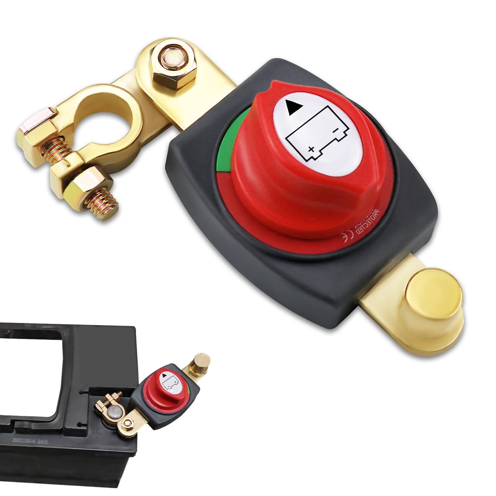 Stacca Batteria per Auto 12V/24V/48V, Regolabile 180° Interruttore di Separazione Della Batteria, Staccabatteria, per Auto, Moto, Camion, Veicoli, Barca