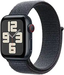 Apple Watch SE GPS + Cellular • Caixa meia-noite de alumínio – 40 mm • Pulseira loop esportiva tinto