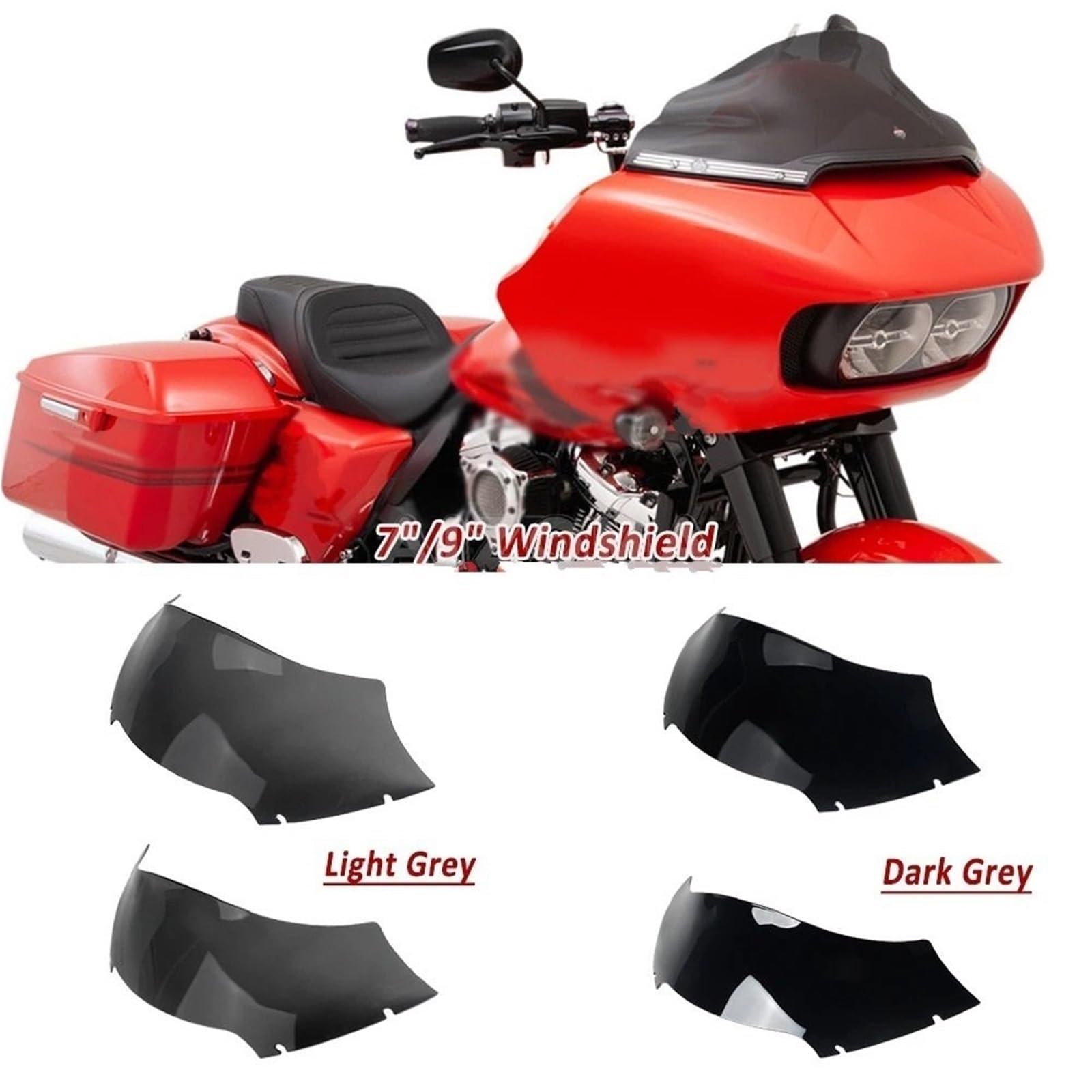 deflektor powietrza Pasuje do Harley Touring Road Glide FLTRX, owiewka, górna szyba, deflektor szyby przedniej, płyta 2015-2023 Deflektor motocykla(7inch Dark Grey)