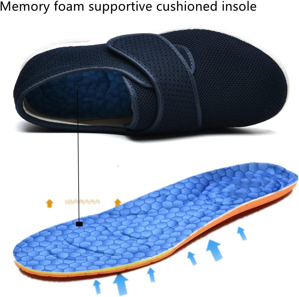 Women's Diabetic Shoes Wide Width Edema Shoes Breathable Memory Foam Lightweight Walking Sneakers for Elderly Swollen Feet - Image 3