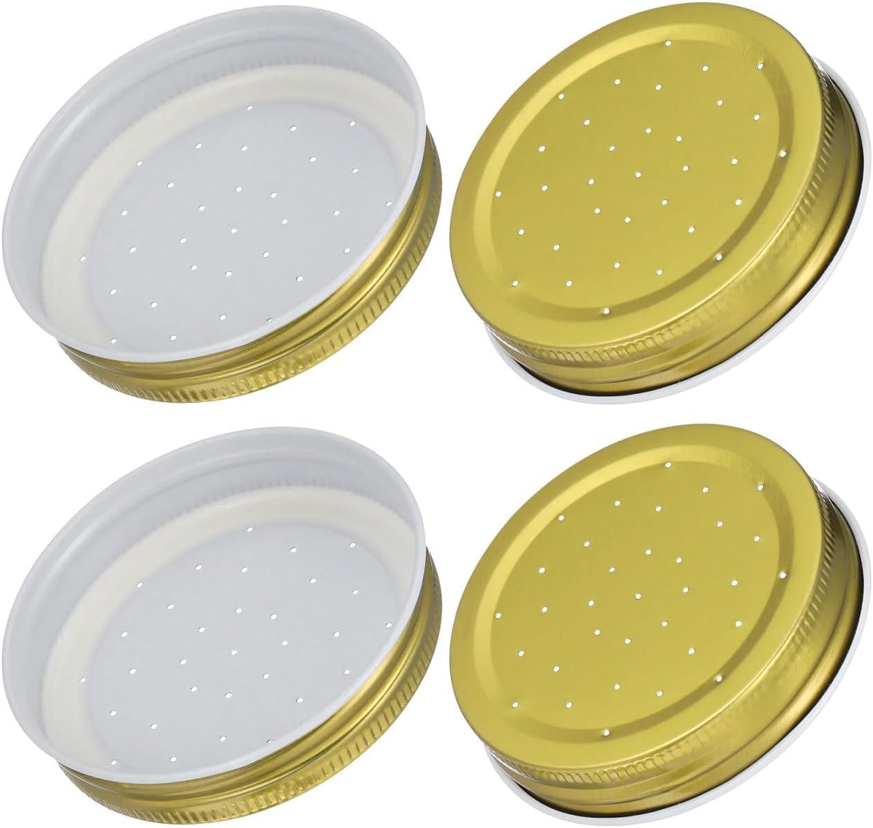 Niltracy Metal Bee Feeders: Entrance Feeders 4pcs Honeybee Hive Feeders Mason Jar Lids Water Feeder for Bee Feeding Beekeeping Equipment Tools