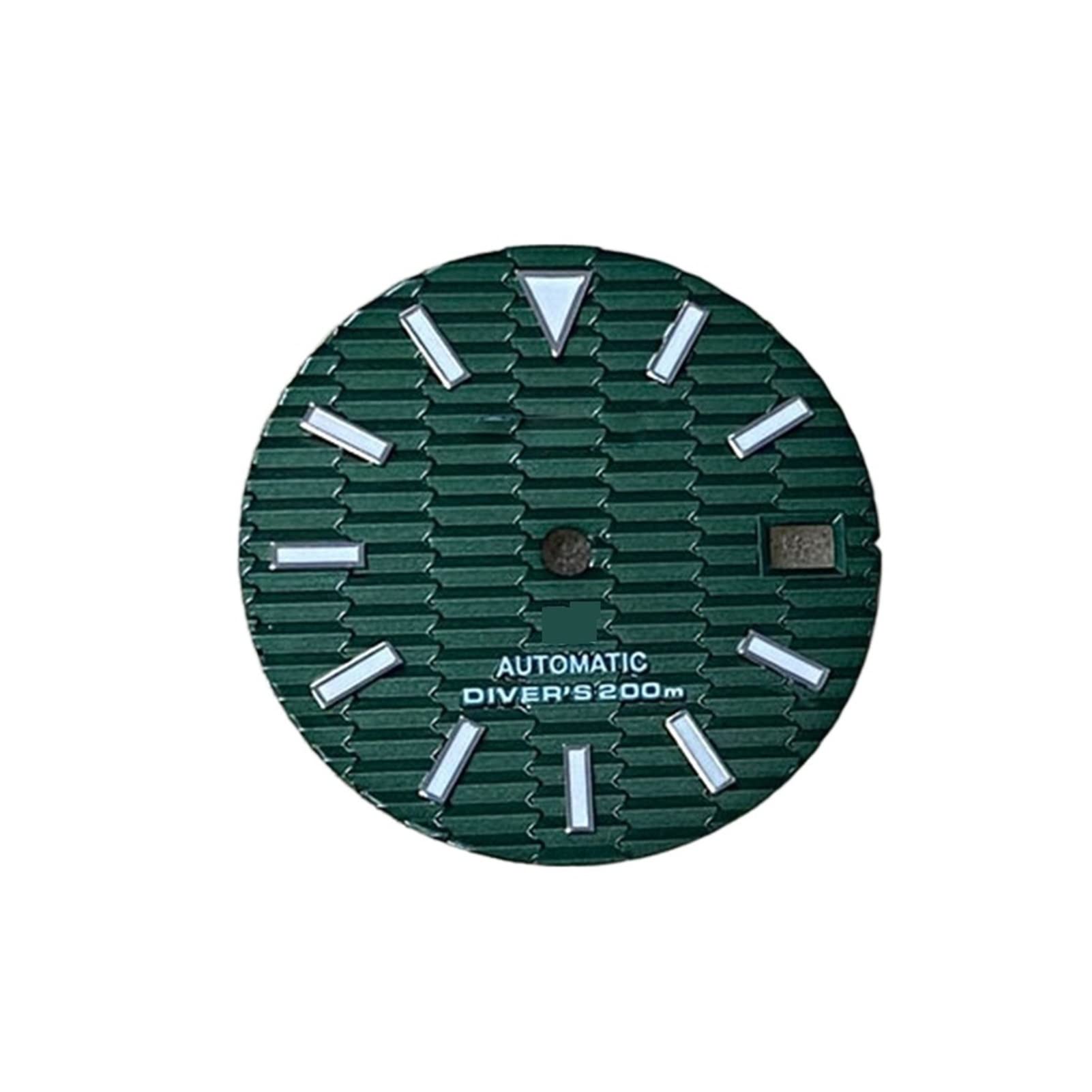Pasek do paznokci SKX007 tarcza zegarka 28,5 mm zielona świecąca tarcza części zamienne kompatybilne z NH35/NH36 Movement Leisurely Dials (kolor: niebieska tarcza)