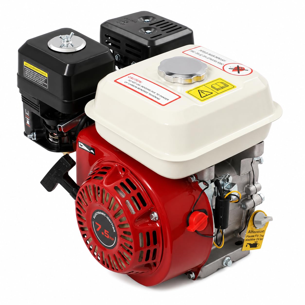 Motor de gasolina de 4 tiempos de 7,5 CV 212 cc con eje de levas de 19 mm | Motor multiusos refrigerado por aire con sensor de aceite y depósito de 3,6 L para generador de bomba kart y cortacésped