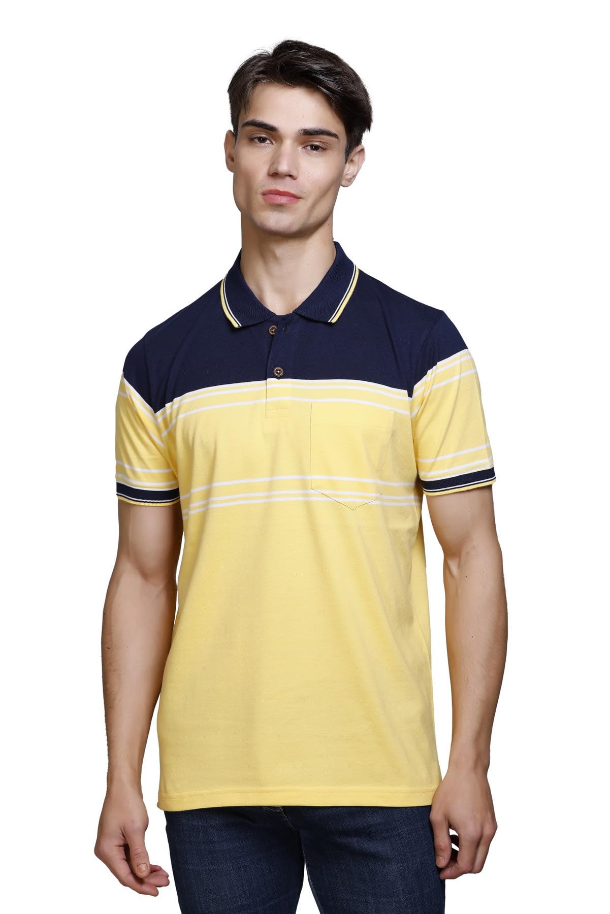 sane originals T-Shirt for Men with Pocket || Textured Striped Polo for Men-picture-10