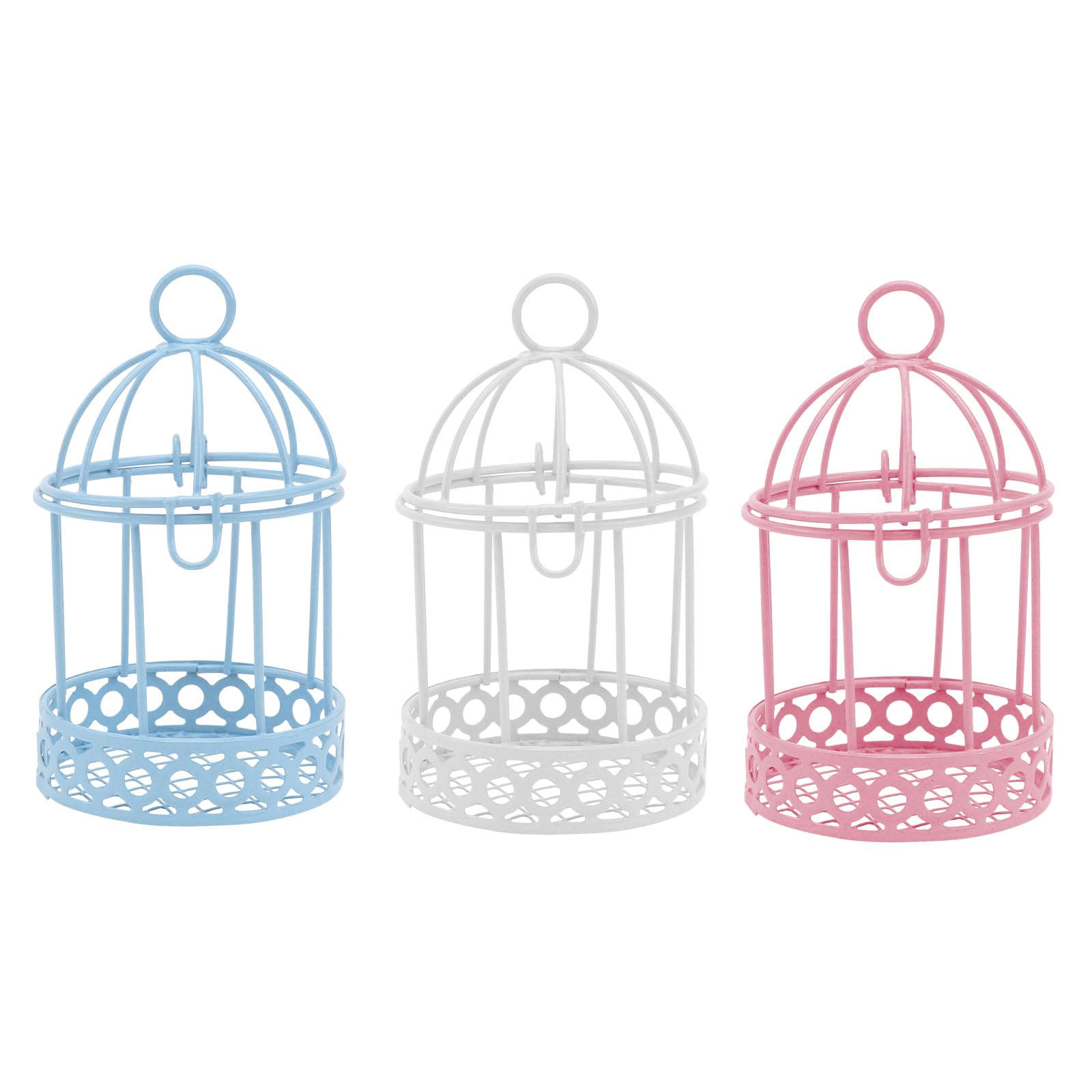 3pcs Mini Birdcage Ornament Bird Cage Desktop Storage Table Miniature Metal Wire Bird Cage Hanging Bird Cage Desk Topper Mini Girl Heart Decoration Hollow Wrought Iron Small Metal