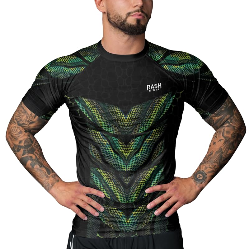 Snake Men’s Rash Guard Compression Short Sleeve MMA BJJ Jiu Jitsu No Gi Grappling Base Layer Combat Shirt4