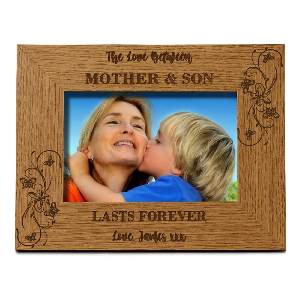 Ukgiftstoreonline Personalised Mother And Son Love Forever Wooden Photo Frame Gift (5 X 7)