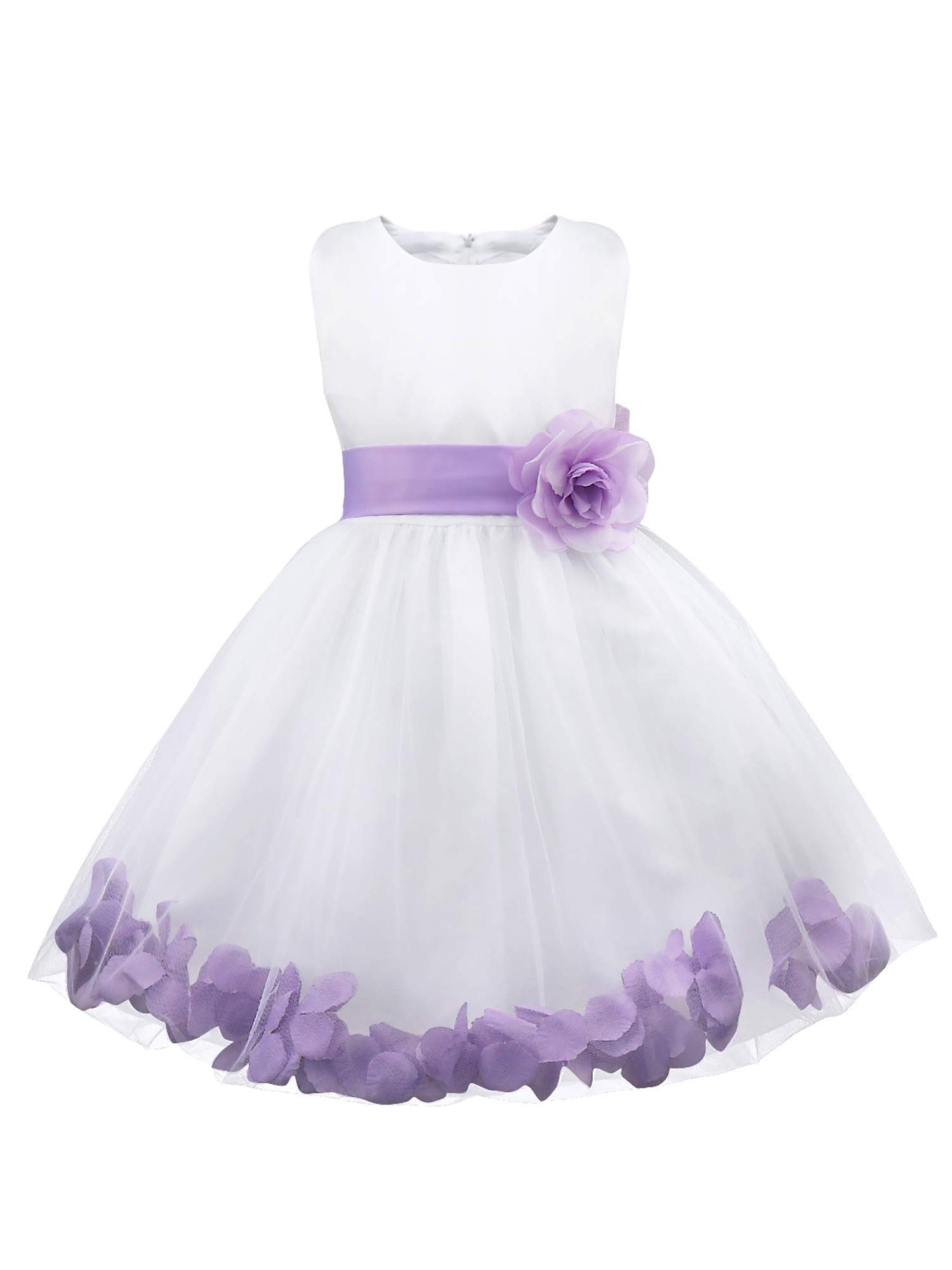 YiZYiF Vestido de Princesa Flores para Niñas Vestido Boda de Dama de Honor Fiesta Vestido Bautizo Tutú sin Manga con Lazo Vestido Elegante Ceremonia 2-14 Años