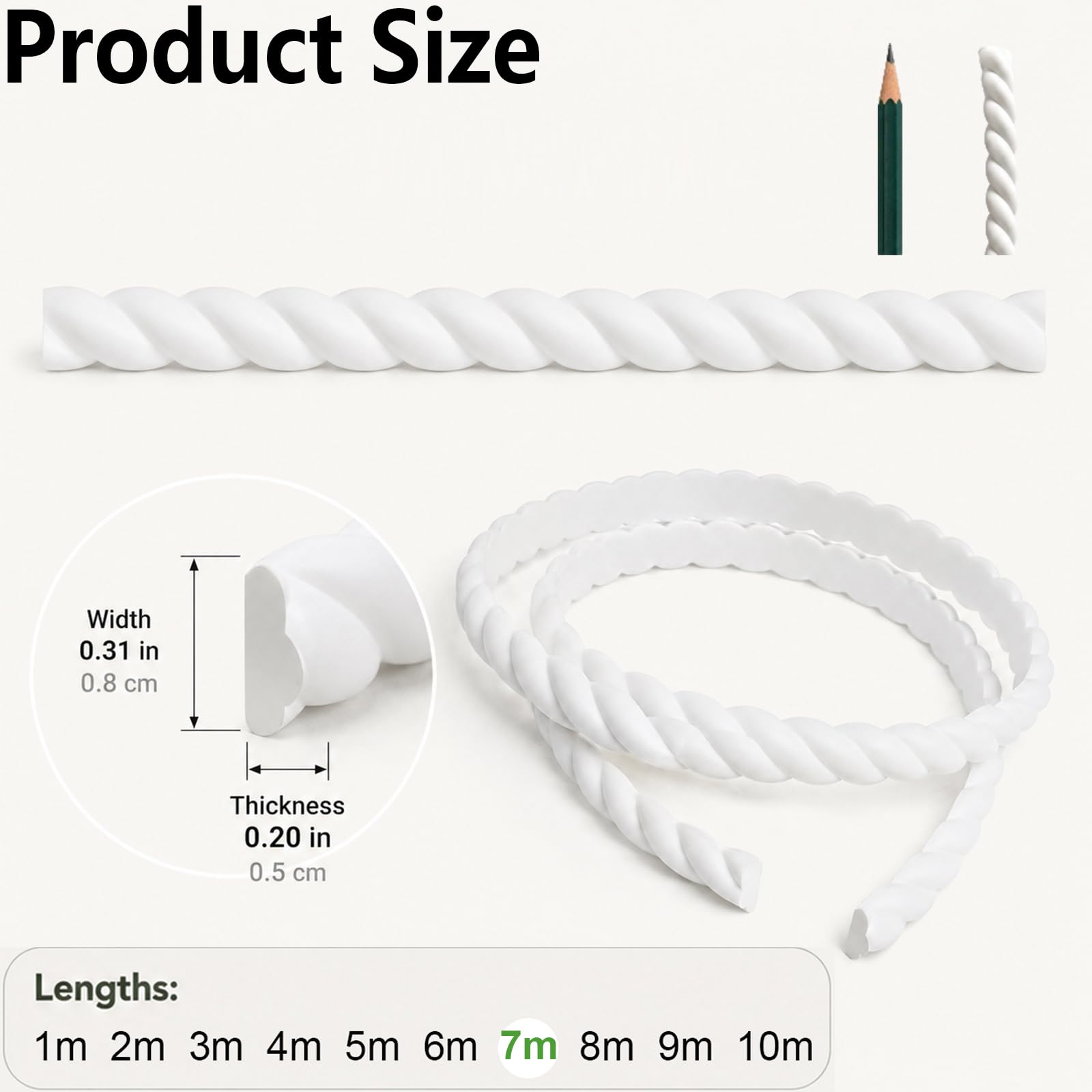 Modanature Flessibili E Rifiniture Per Casa Specchi Pareti W 0.8cm, L 7m | PVC cornici per pareti Strisce Flessibili in PVC per Porte Modana camini specchio mobili cucina casa impermeabile Protezione
