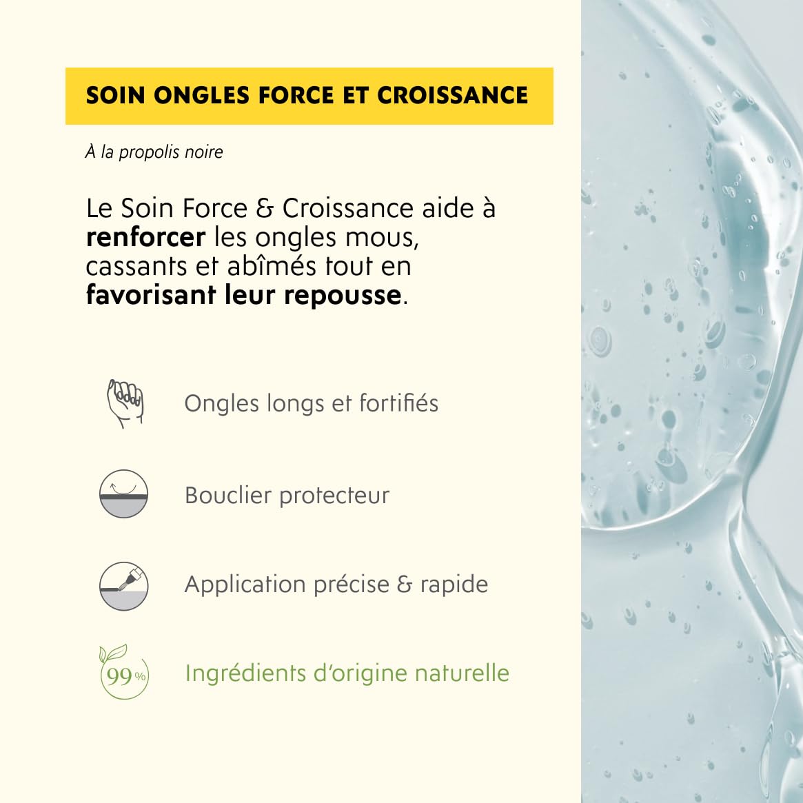 Alvadiem | Soin Ongles Force et Croissance Ongles Mous, Fragiles, Rongés | Fortifie, Protège et Accélère la Repousse | Propolis Noire, Lupin Blanc, Huile de Baobab Bio | Fabriqué en France | 10 ml