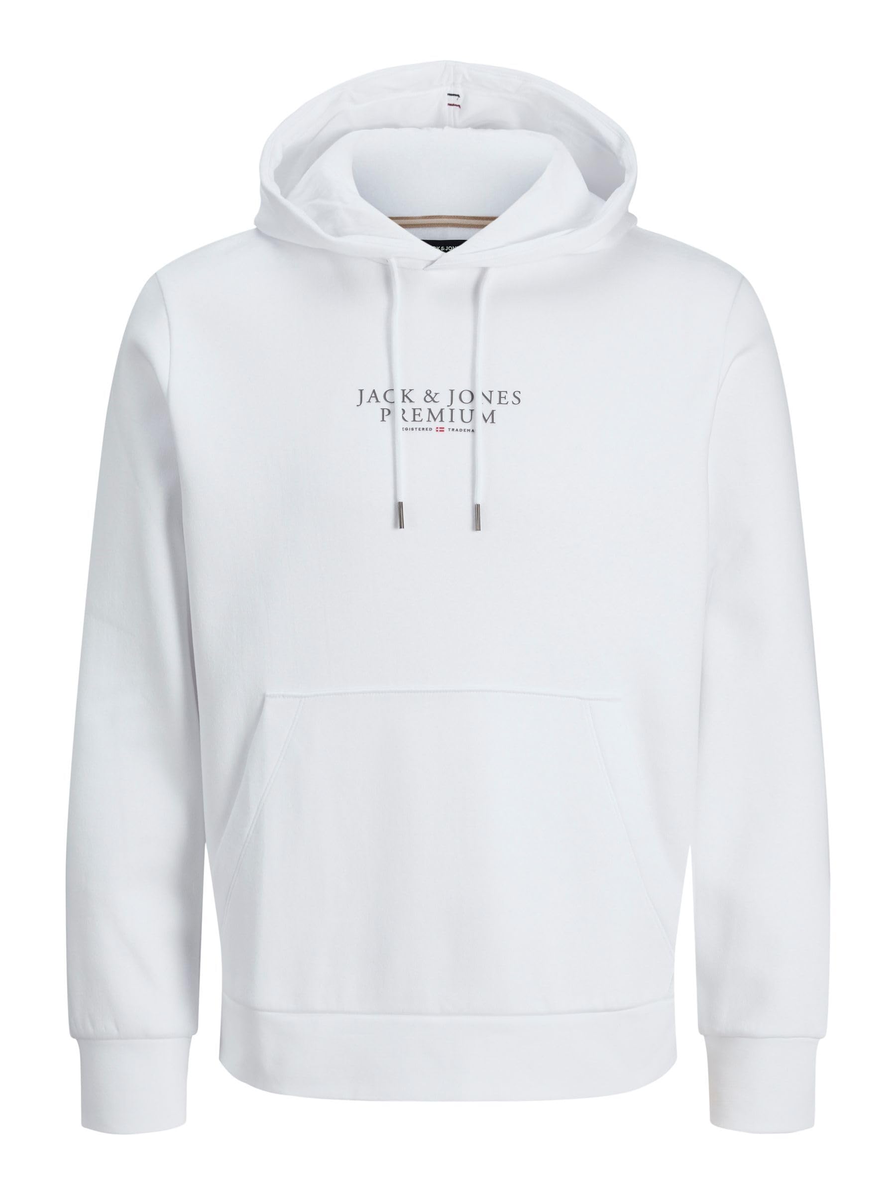 JACK & JONES Men's Jprbluarchie Sweat Hood Noos Hoodie, White, S