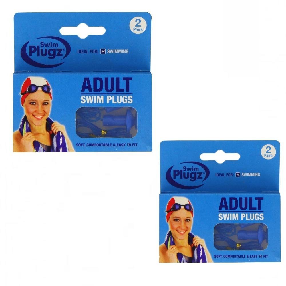 2 Pairs Silicone Ear Plugs with Safety Cord for Adult Swimming