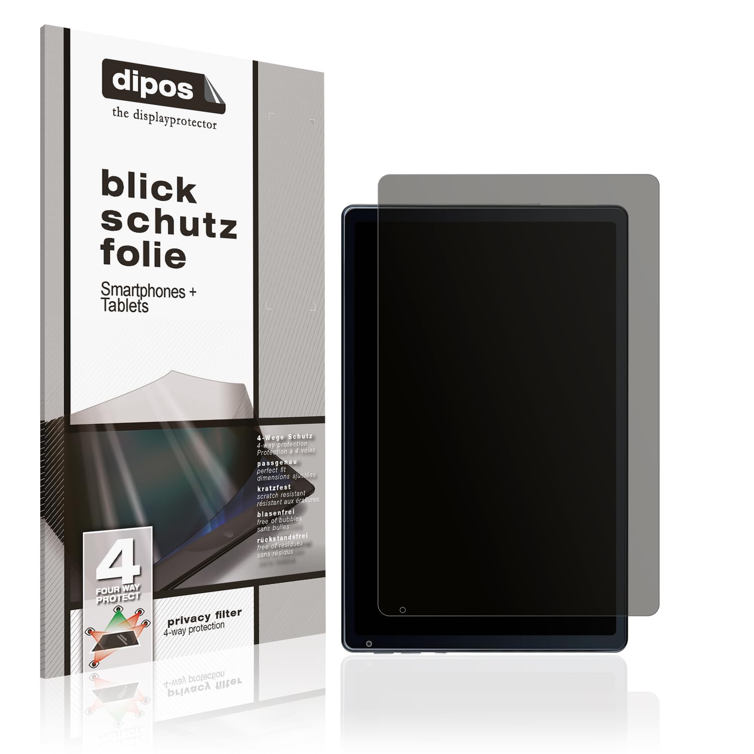 dipos Protector de Pantalla Antiespía para Lville Tablet 10 Zoll | Película protectora mate, filtro de privacidad 4 vías, ajuste perfecto, antiarañazos, sin burbujas, autoadhesivo
