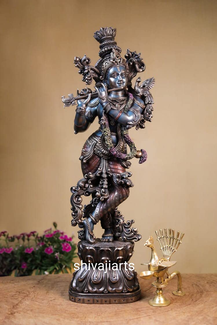 Buy Krishna Statue, 75 CM Big Size Bonded Bronze Lord Krishna Idol