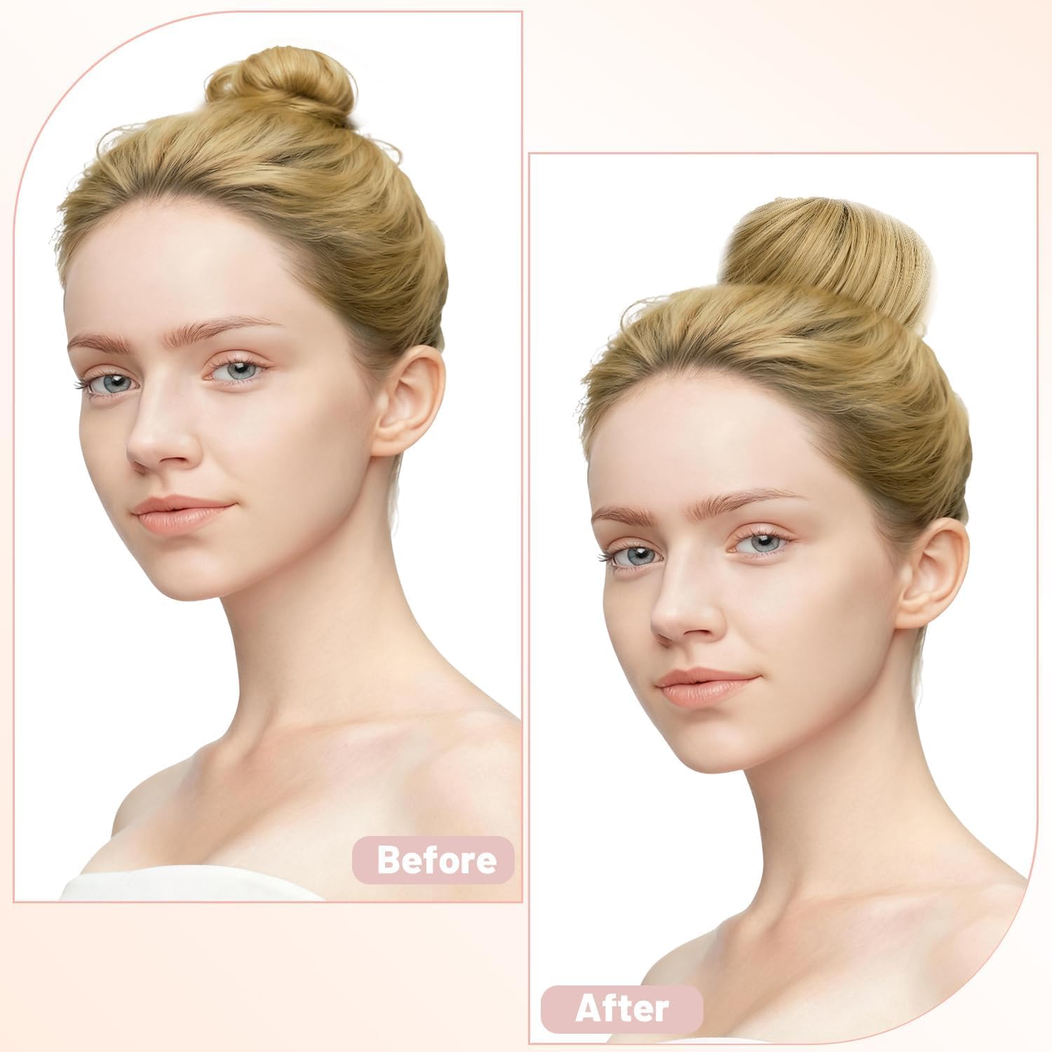 Extensiones de Moño, Estilo de Pelo Liso Sintético para Mujeres (Rubio Miel Claro)