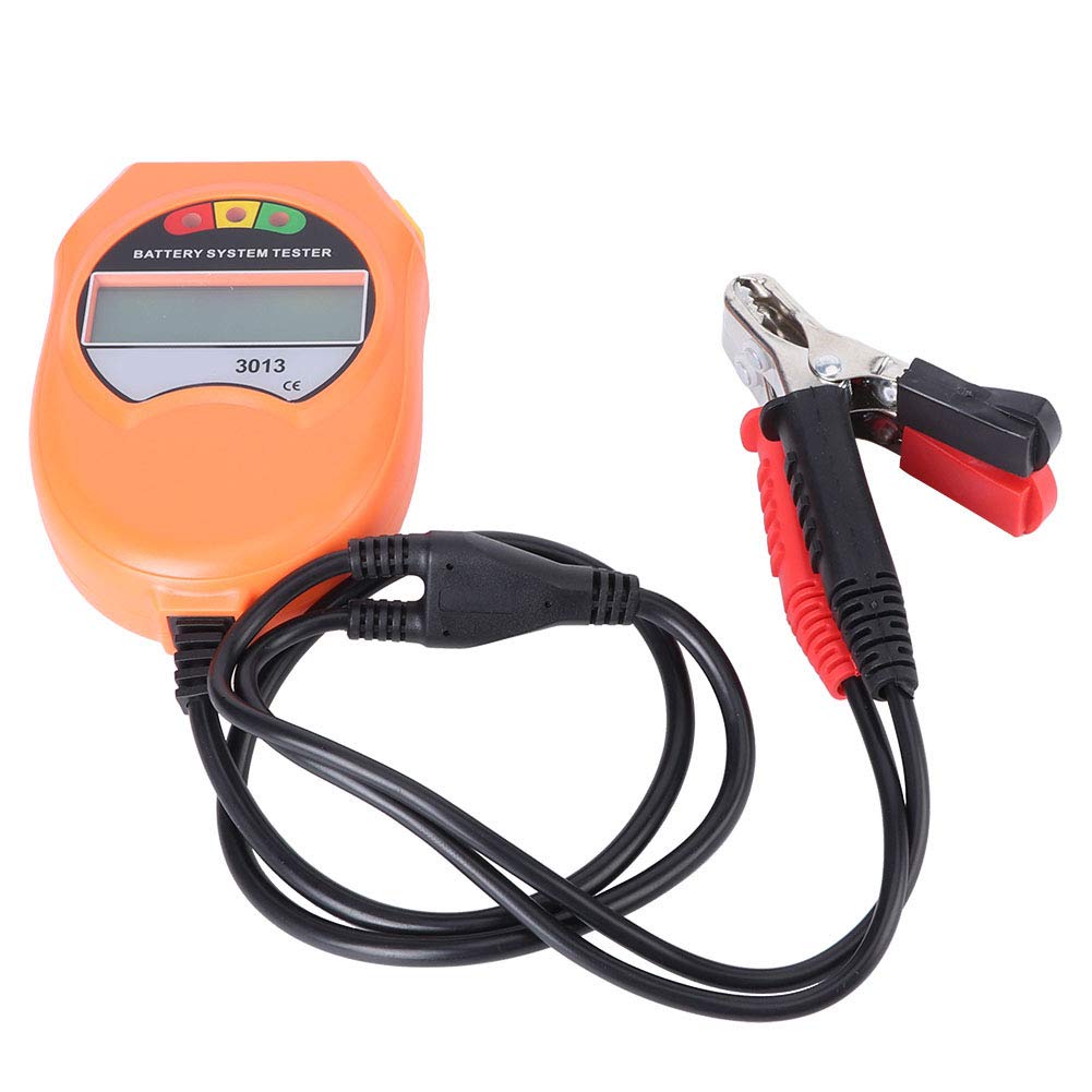 Hyuduo Tester Systemu Akumulatorowego Wyświetlacz z Podświetleniem LCD Tester Akumulatora Samochodowego do ładowania Pojazdów Kwasowo-ołowiowych 12 V, Sprawdza Akumulator i System ładowania dla