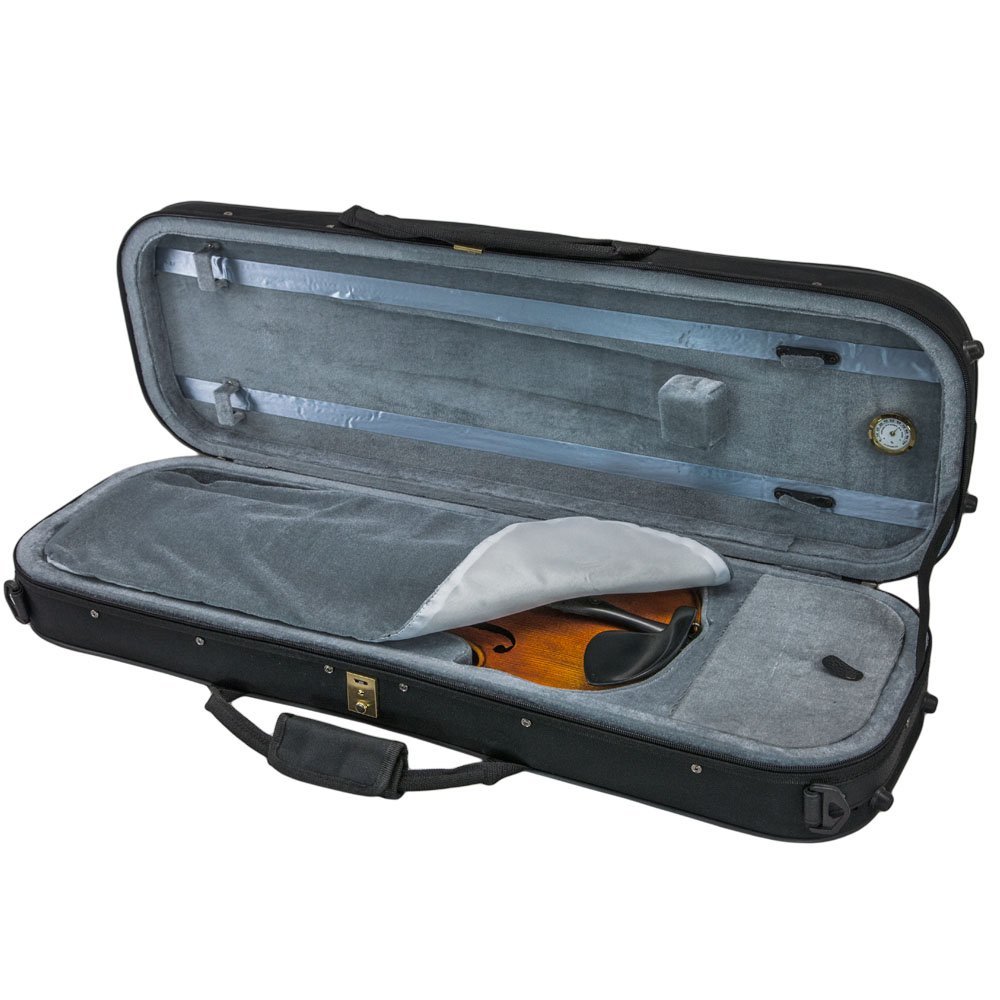 SKY 4/4 Full Size Violin Oblong Case Lightweight with Hygrometer Black/Grey