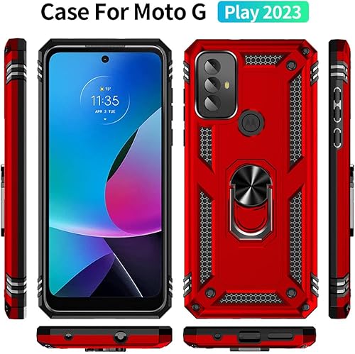 Miniatura 3 de Funda para Moto G Play 2023, Moto G Play 2023 con protector de pantalla HD, fundas protectoras de grado militar con anillo para Moto G Play 2023