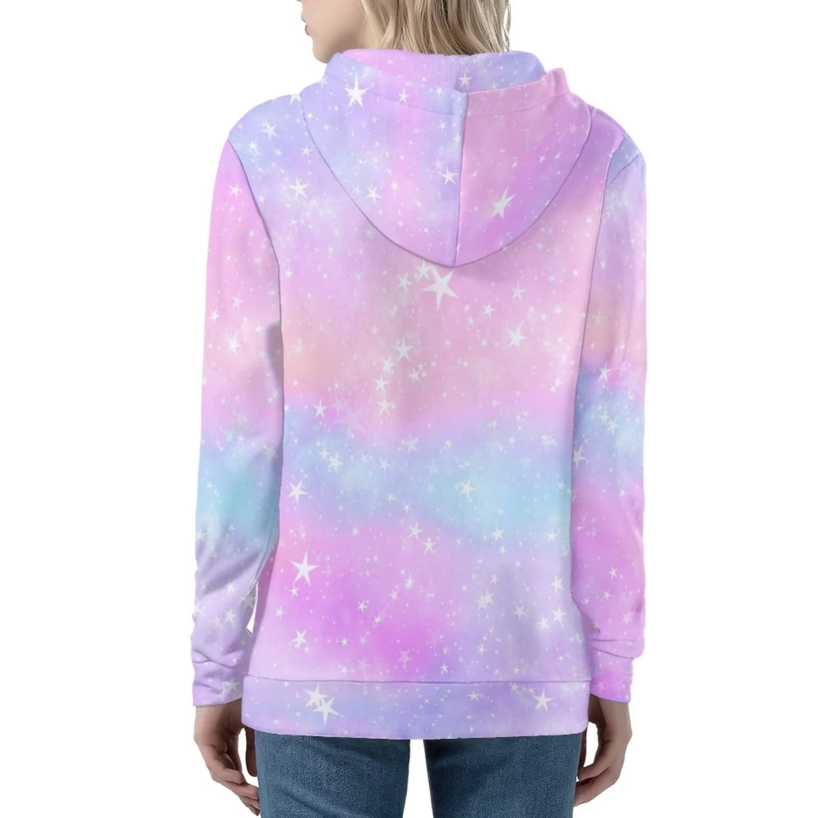 HUIACONG Damska bluza z kapturem zapinana na zamek błyskawiczny dla nastolatek sweter XS-5XL rozmiar, Różowa gwiazda, 3XL