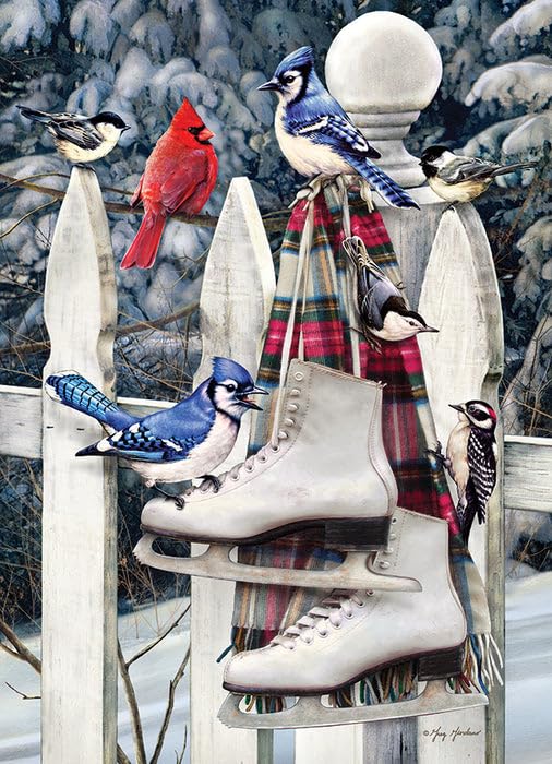 Cobble Hill 500 Piece Puzzle - Birds with Skates - Sample Poster Included