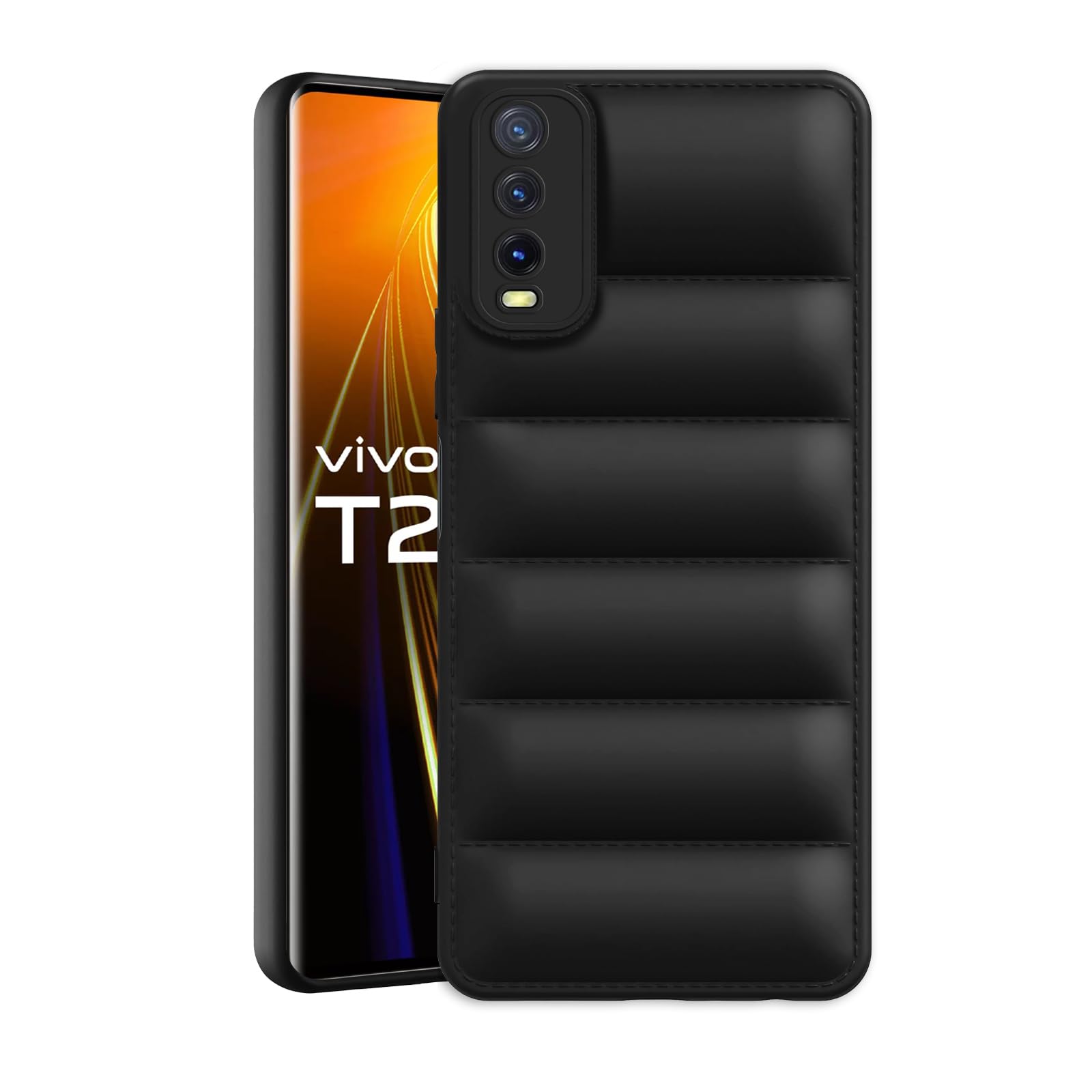 Amazon Brand - Solimo Puffer Case Camera Protection Soft Back Cover for Vivo Y20 | Vivo Y20i - Black (B0CQT88CGT) Amazon Price History, Amazon Price Tracker