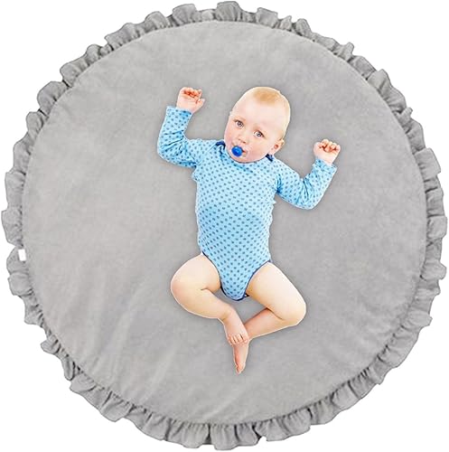 Miniatura 7 de Tapete de juego de algodón con volantes para bebés, tapete de juego para niñas y niños y bebés para el tiempo boca abajo, decoración con volantes,