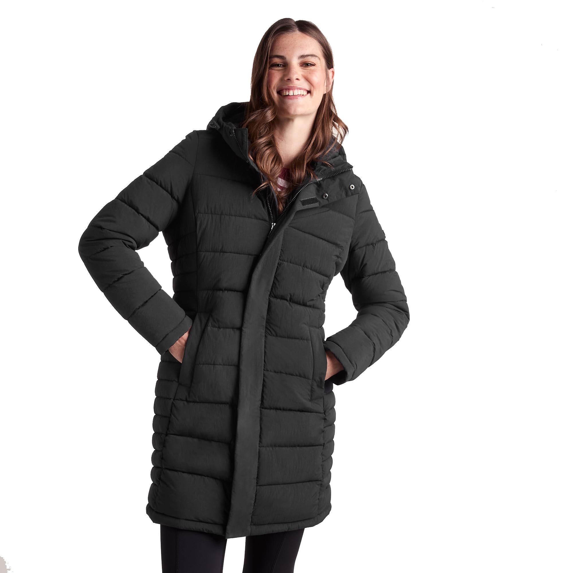 Tog24 Women's Black 'Kirkham' Long Shower Resistant Insulated Jacket In | Size: 22
