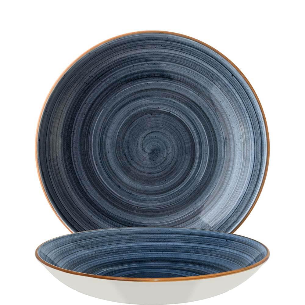 6x Bonna Aura Dusk Bloom Teller tief 28cm Blau Porzellan ADKBLM28CK Teller Suppenteller Pastateller Essteller Geschirr