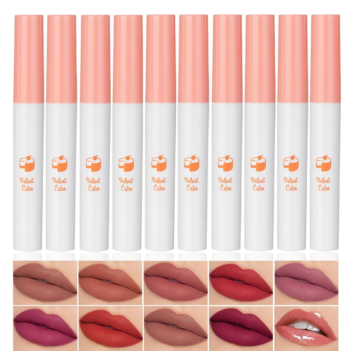 10 Colors Lipstick Tube Red Matte Velvet Lip Tint Stain Set, Natural Ingredients Lip Gloss Set, Waterproof & Long Lasting 24 Non-Sticky 10 Colors Lipstick Tube Red Matte Velvet Lip Tint Stain Set, Natural Ingredients Lip Gloss Set, Waterproof & Long Lasting 24 Non-Sticky