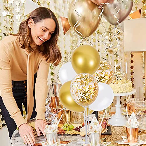 Image of TONIFUL 4 Set White Gold Balloon Stand Balloon Centerpiece for Table Decor