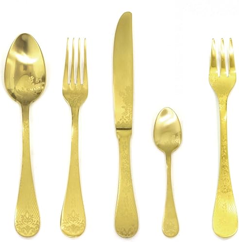 MEPRA 1095CB22030D Ice Oro - Juego de cubiertos de 30 piezas, acabado dorado cepillado, cubiertos aptos para lavavajillas