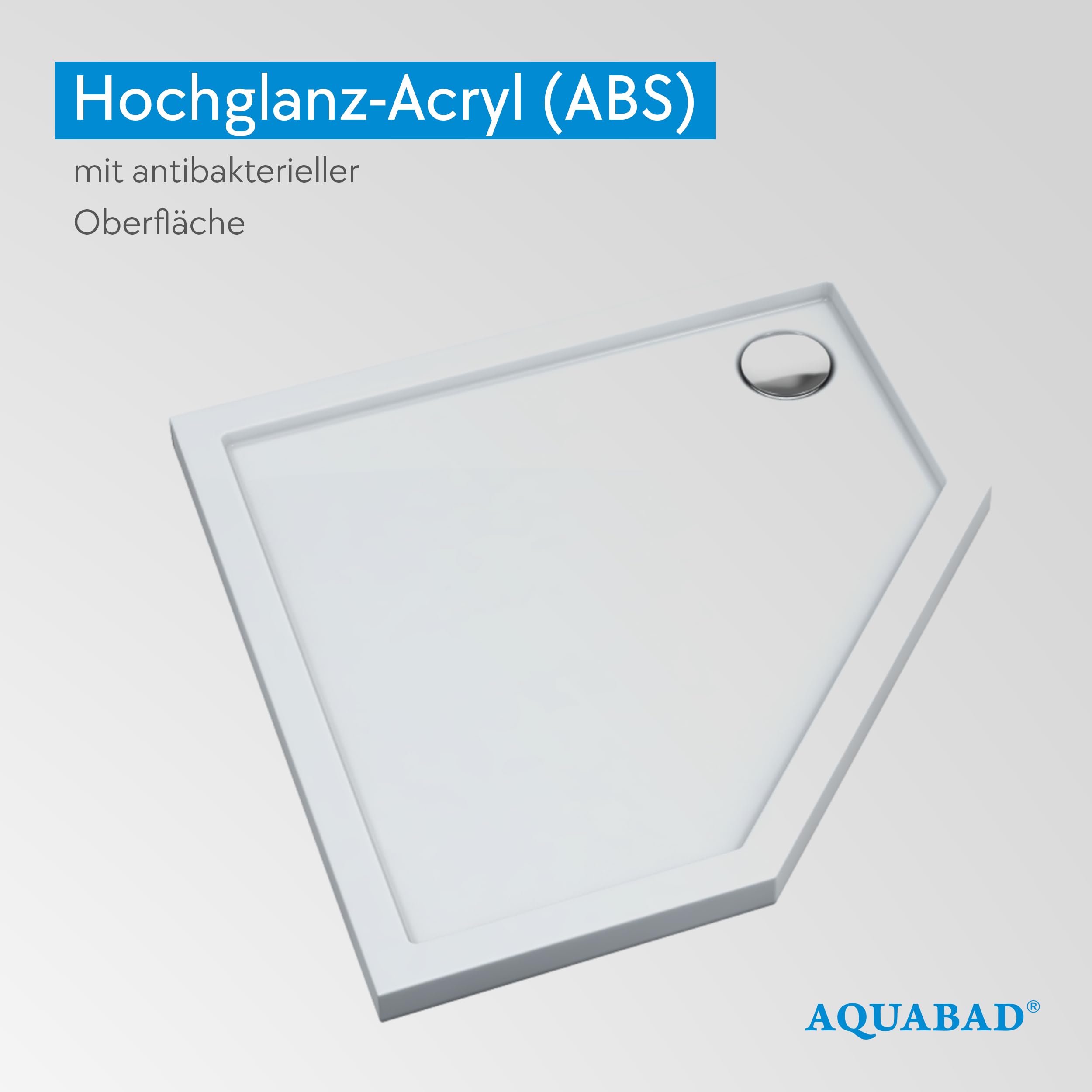 AQUABAD Duschwanne/Duschtasse | Basic Smooth White 90x90cm Fünfeck