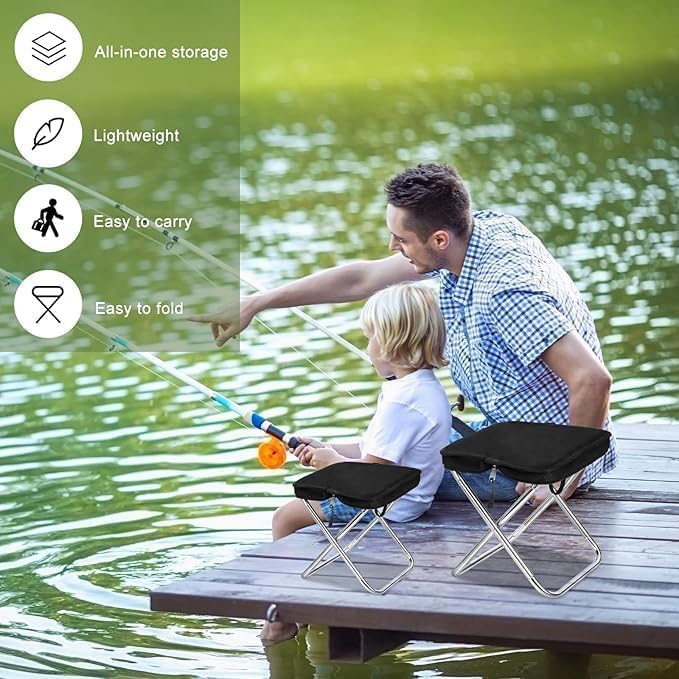 Image of Outdoor Folding Handbag Stool - Mini Portable Camping Chair for Fishing, Camping, Boiling Tea, and Outdoor Activities