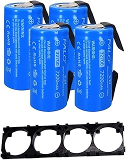4 Pack 3.2v 32700 LiFePO4 Lithium Li Ion Rechargeable Batteries with DIY Nickel Sheets, 35A Continuous Discharge Maximum 55A Battery