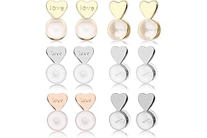 12PCS Heart Earring Backs, Secure Silicone Flat Earrings Back Replacement (Gold, Silver, White, Rose Gold)