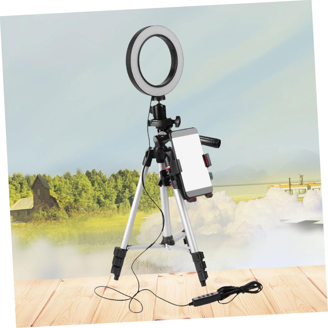 Ringlicht Für Handy Mit Stativ Dimmbares Led-kameralicht Kompatibel Mit Handys Für Make-up Und Live-Streaming Aluminiumlegierung USB-Betrieb