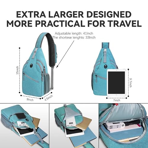 Crossbody Backpack For Women, Sling Backpack Women, Casual Daypack Chest Backpacks With Earphone Hole, Lightweight Travel Flex Back Pack Hiking Single One Strap Travel Gifts For Men Women, Blue #TOP1