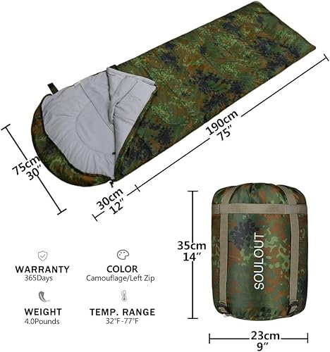 Miniatura 9 de Sleeping Bag,3-4 Seasons Warm Cold Weather Lightweight, Portable, Waterproof Sleeping Bag with Compression Sack for Adults & Kids - Indoor & Outdoor