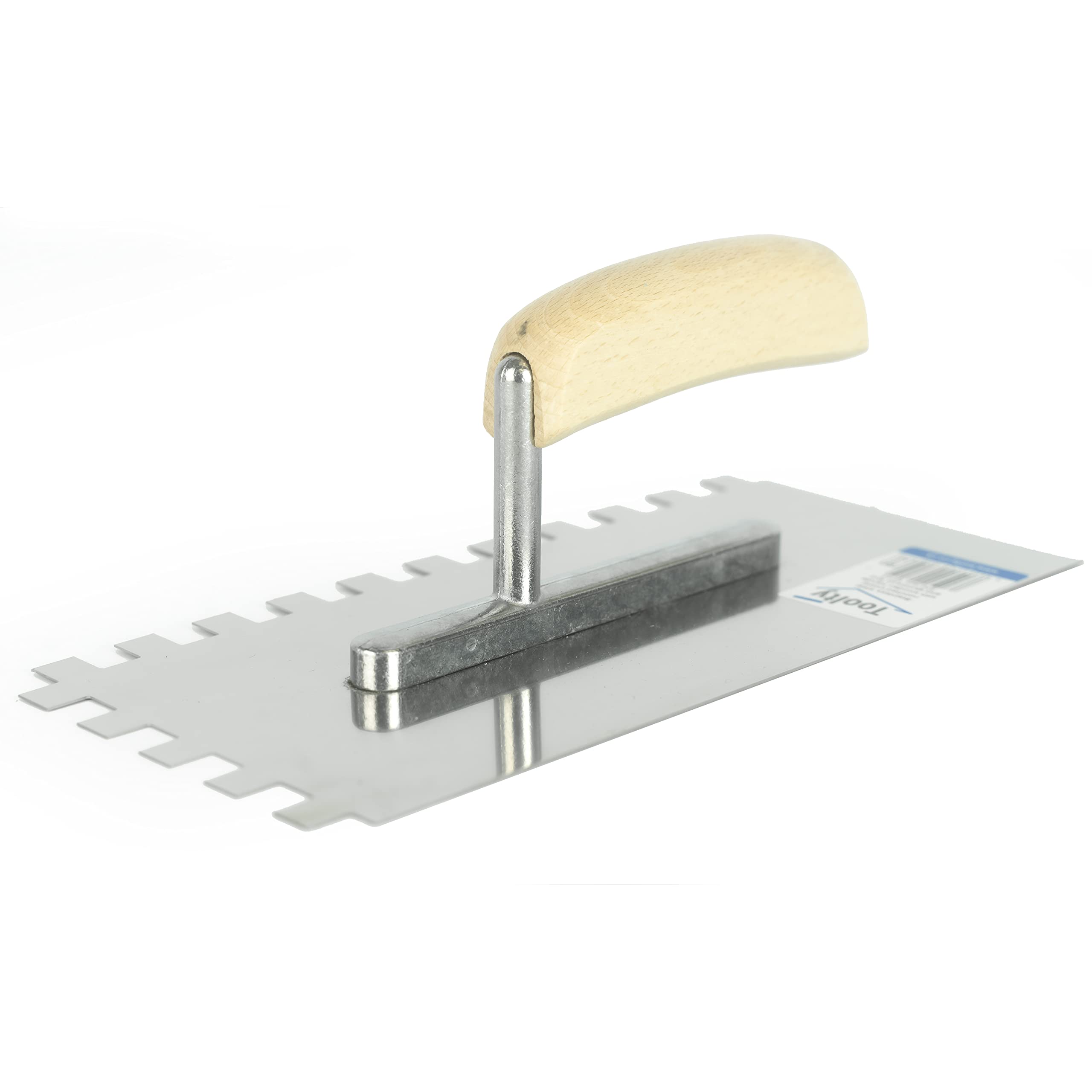 Toolty Multi-Colour Stainless Steel Square Notched Trowel, Tiling Trowel, Plastering Trowel -270Mm, 12X12mm - For Adhesive Mortars - Wooden Handle, Tile, Tiling, Adhesive, Diy - Tlty-5112