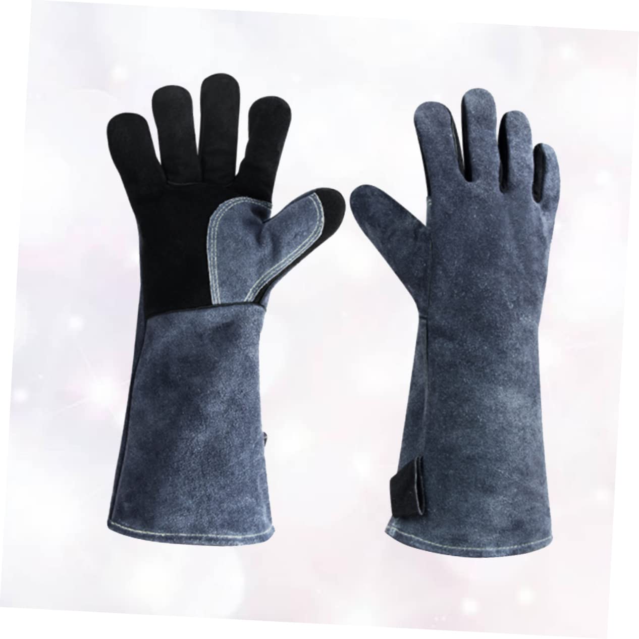 YARNOW Guanti Da Barbecue Resistenti Al Calore in Pelle Ignifughi Guanti Da Cucina Per Uso Esterno Grigio Nero