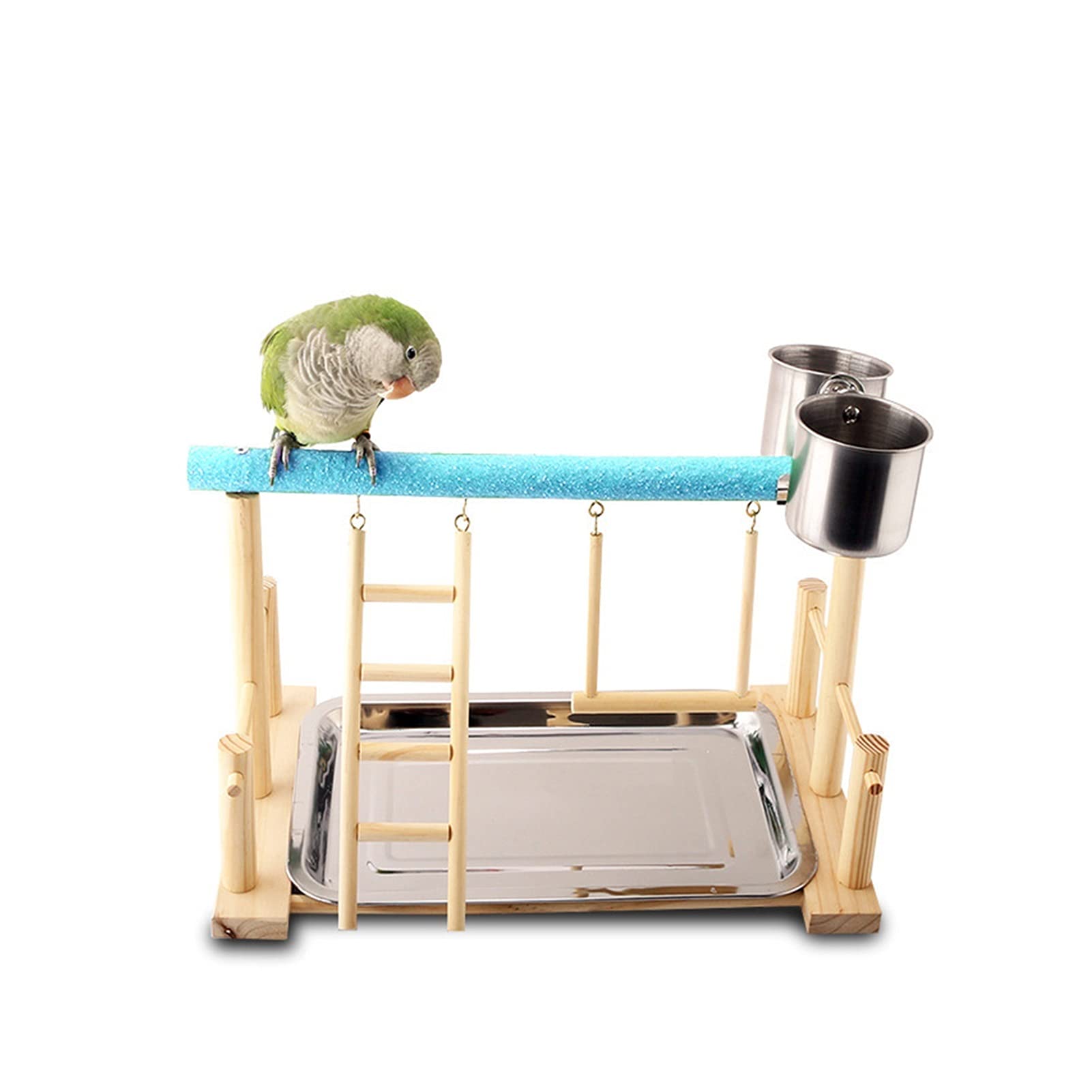 Vogelspielzeug Haustiere Bingo Papagei Spielzeug Holz Fitnessständer mit hängenden Schwingleiter Bird Playground Abnehmbare Sittich Cockatiels Pet Supplies (Color : Matte-Blue)