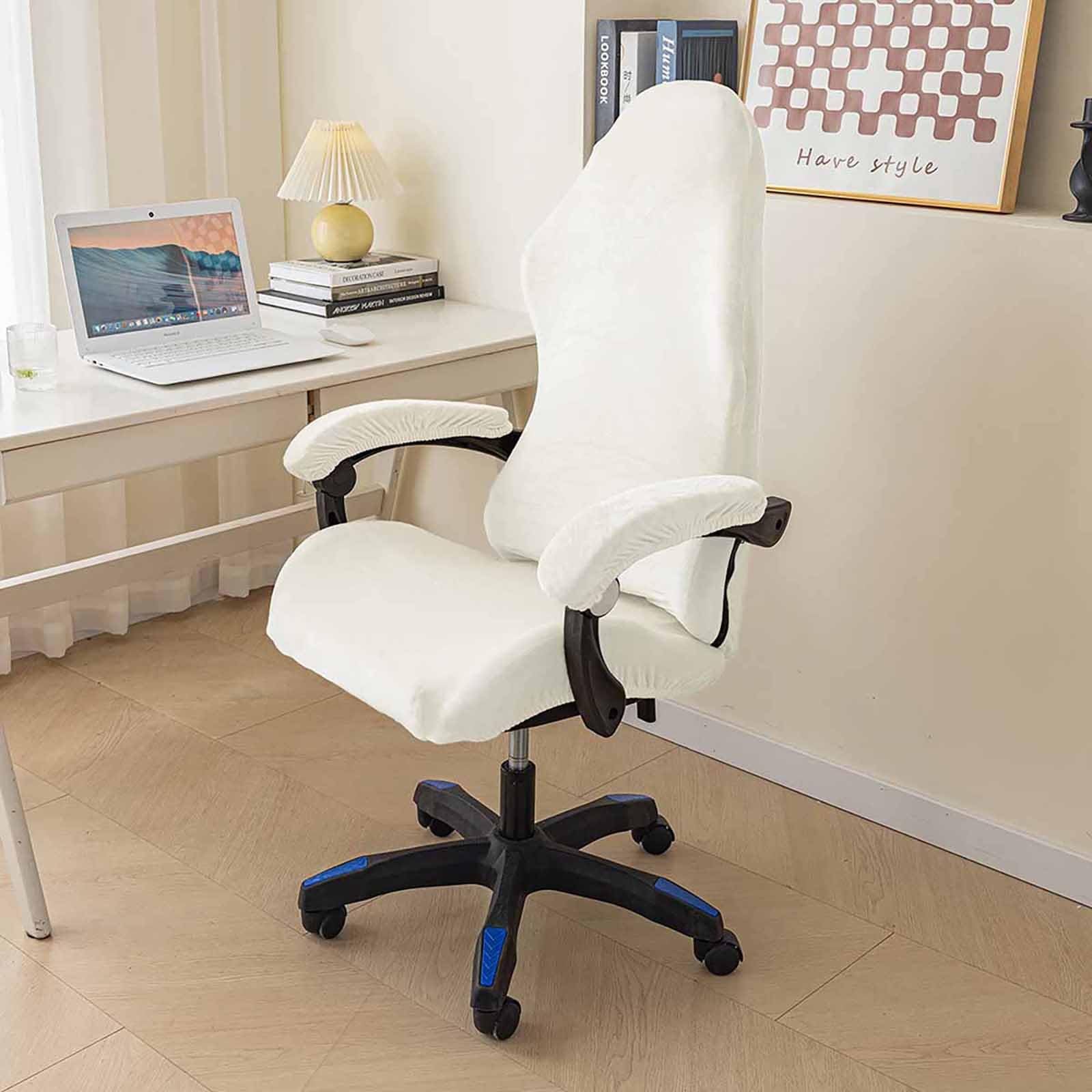 Kitegrese Gaming Chair Cover, Washable Office Stretchy Computer Chair Slipcover Rotating Seat Protector(White)