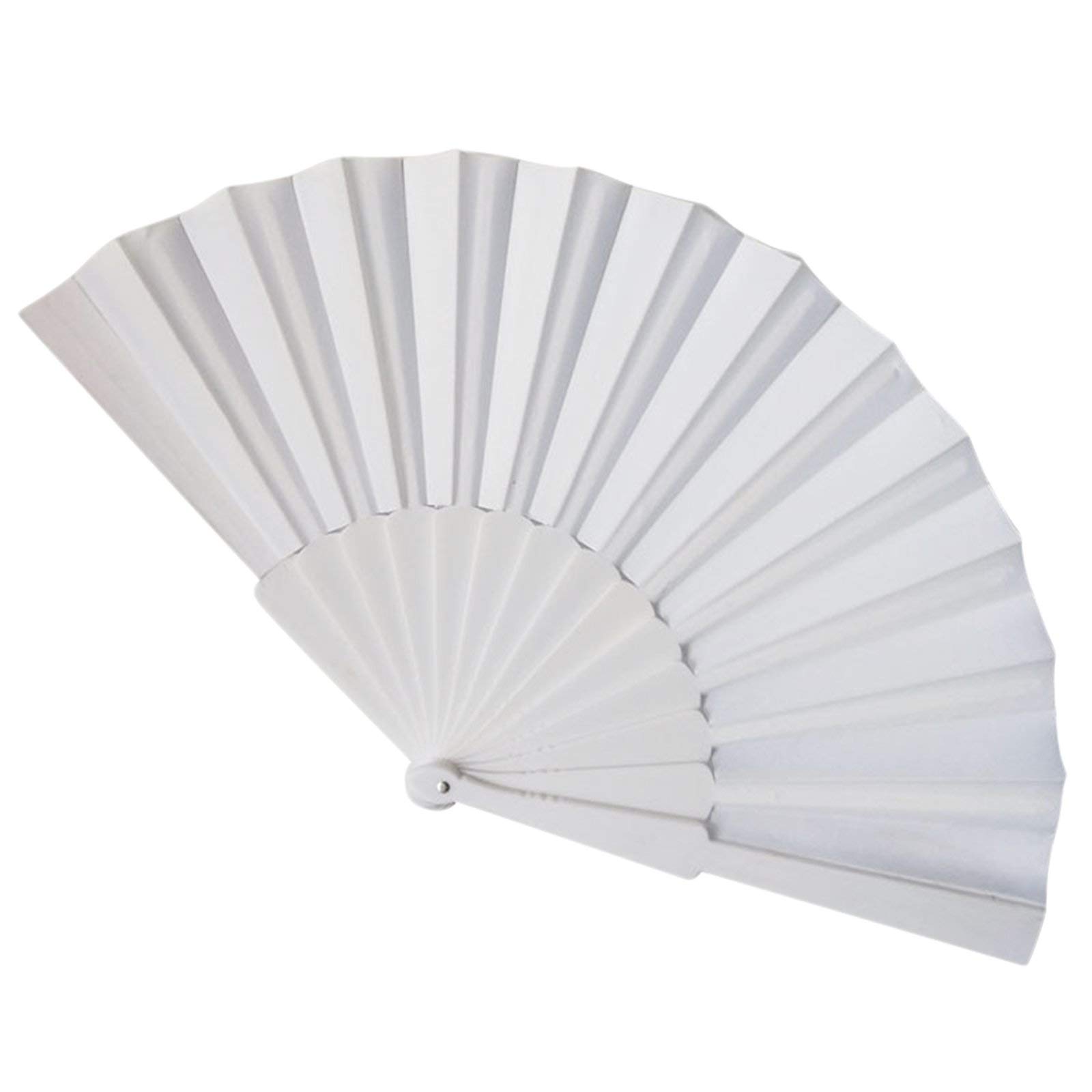 Ws Uk White Fabric Handheld Folding Fan [White]