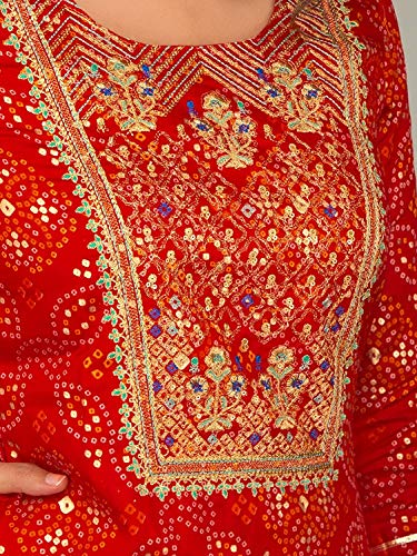 Image of Women's Jaipuri Rajasthani Rayon Straight Kurti with Palazzo Set | Ethnic Kurta Palazzo Dress for Women & Girls