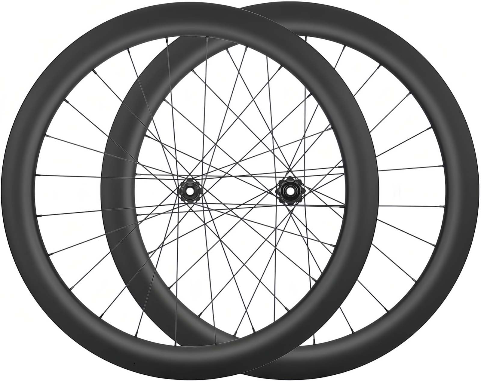 Fahrradlaufräder 700C Carbonfaser Scheibenbremse 24H Naben für 8-12-fach Kassette Steckachse Rennrad Vorder- und Hinterrad Center Lock (Nero-700C/55MM)