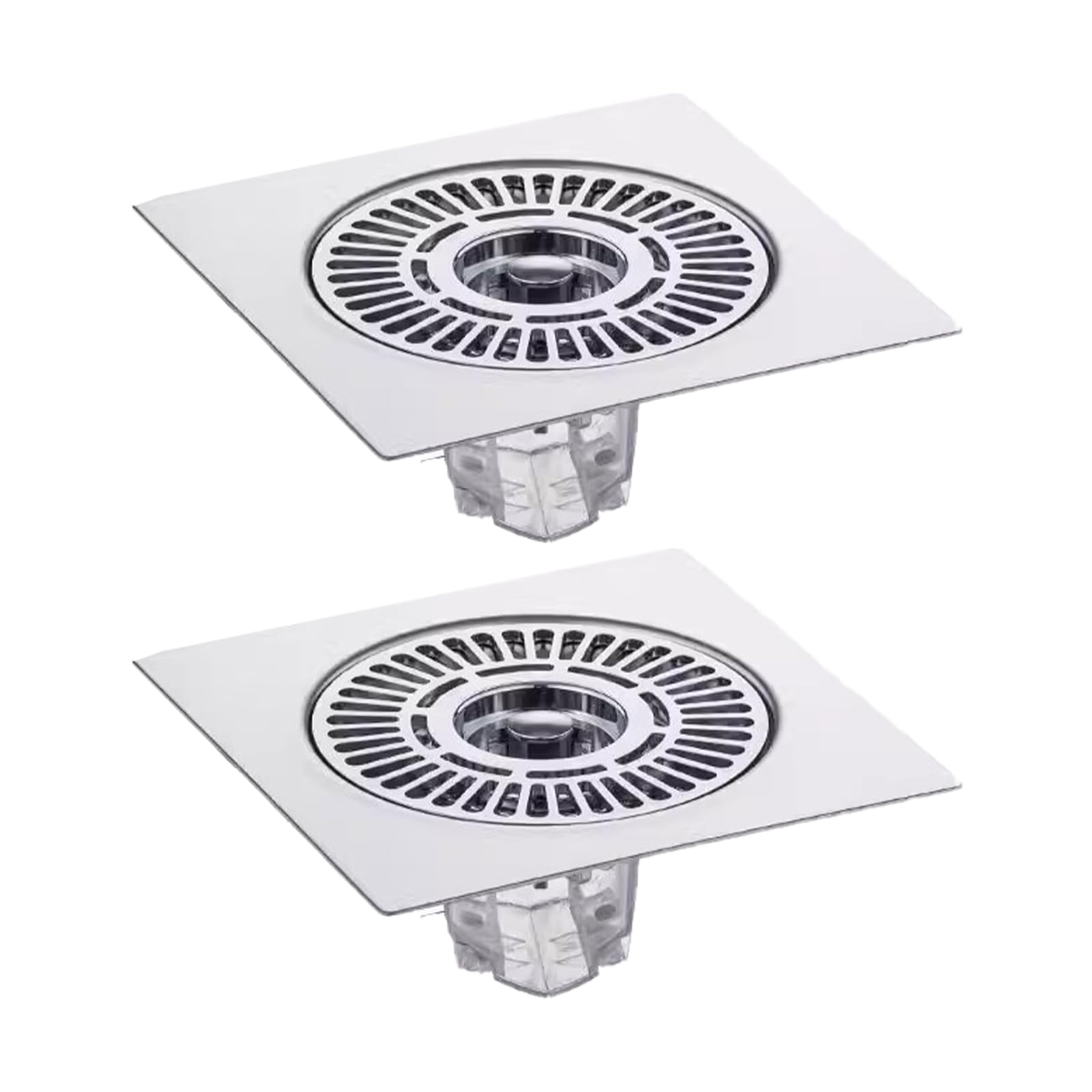 Tsophreniq Bright Silver 2Pcs Stainless Steels Floor Drain Antiodor Drainer Shower Strainer Covers Antiblocking Floor Strainer Hair Catcher Antiblocking Bathtub Ground Leakage Hair Catcher Easy Install