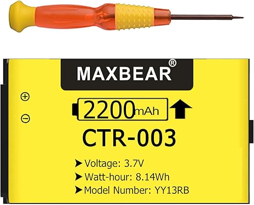 MAXBEAR CTR-003 Battery, (Upgraded) 2200mAh Li-ion New 0 Cycle Internal Replacement Battery for 3DS New 2DS XL 2DS Game Console with Repair Tool Kit